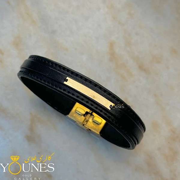 دستبند چرم مردانه طلا L103